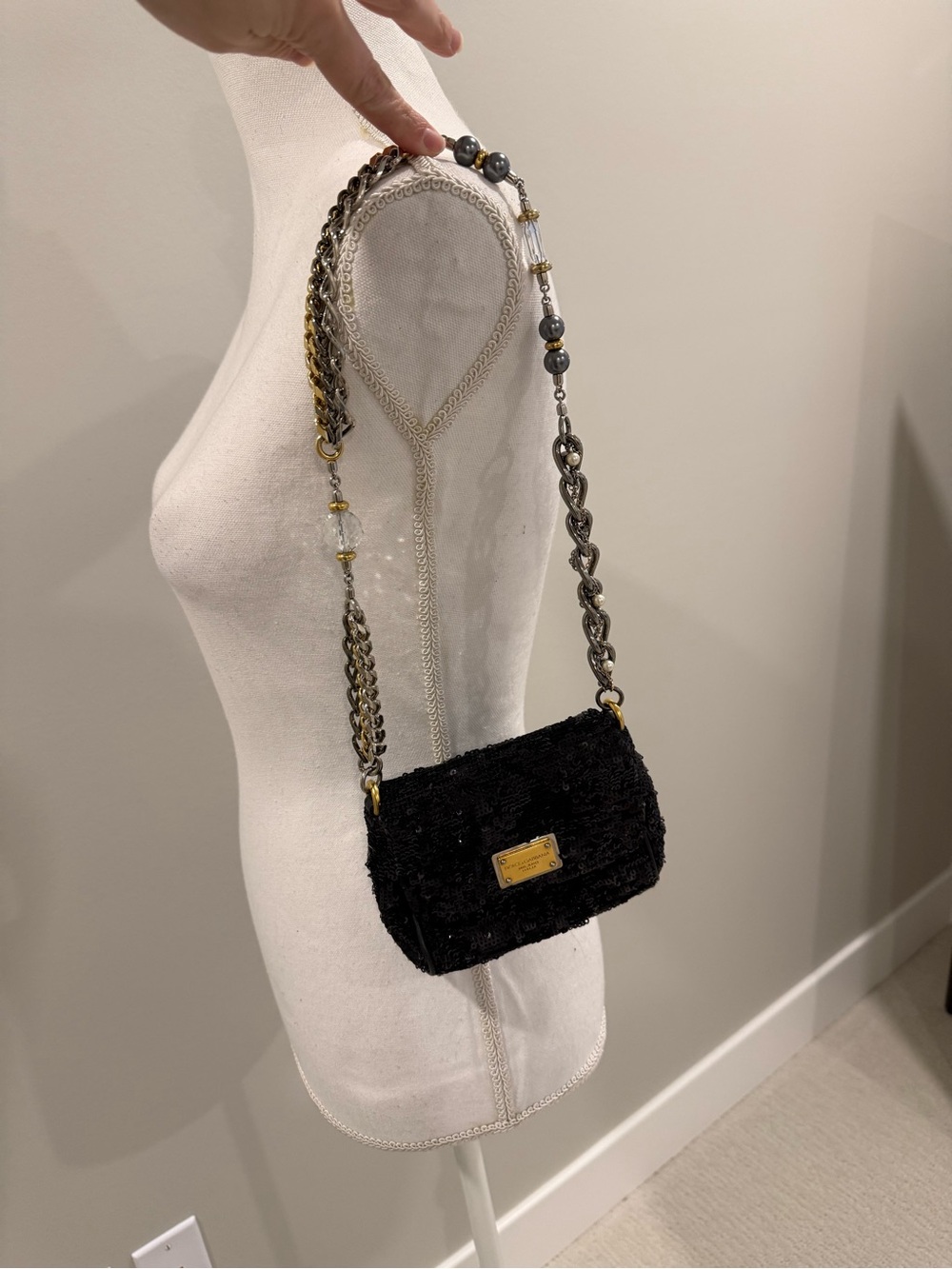 Dolce & Gabbana miss charles sequin flap mini shoulder bag - Picture 2 of 13